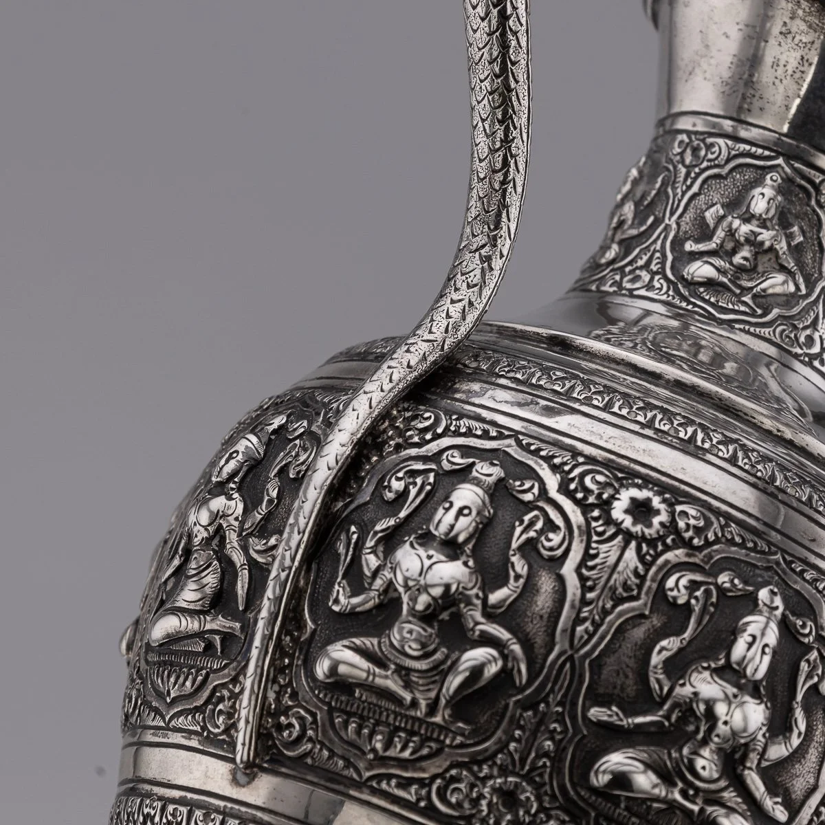 PUSHKINS.COM - A00010 - ANTIQUE 19thC INDIAN SOLID SILVER WATER EWER, MADRAS c.1890 - 14.jpg