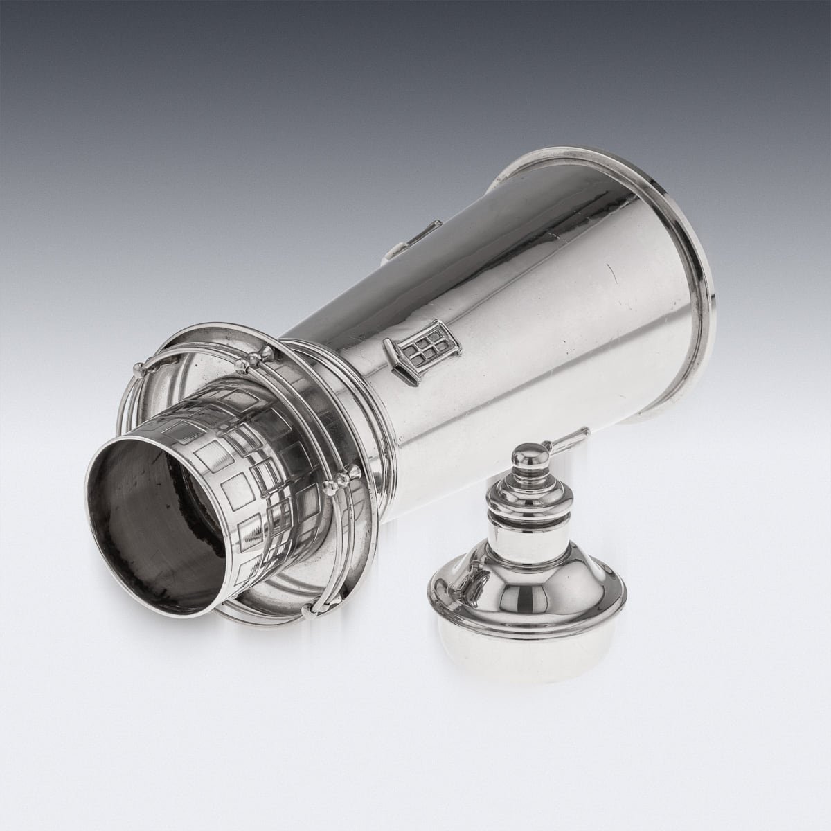 PUSHKIN'S - SILVER PLATED LIGHTHOUSE COCKTAIL SHAKER - 6.jpg