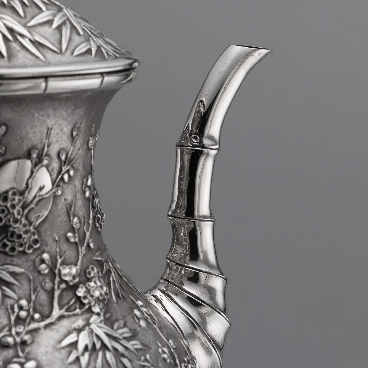 PUSHKINS.COM - A00130 - ANTIQUE 19thC CHINESE EXPORT SOLID SILVER FOUR PIECE TEA SET, WANG HING c.1880 - 16.jpg