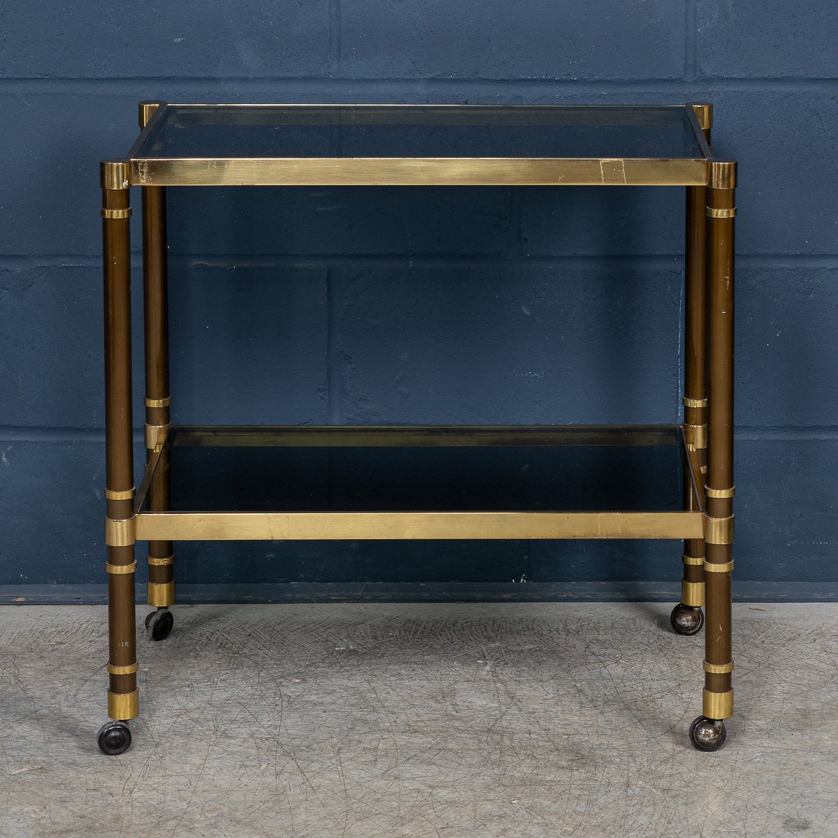 PUSHKINS.COM - B11303 - VINTAGE 20thC ITALIAN BRASS FRAMED DRINKS TROLLEY c.1980 - 06.jpg