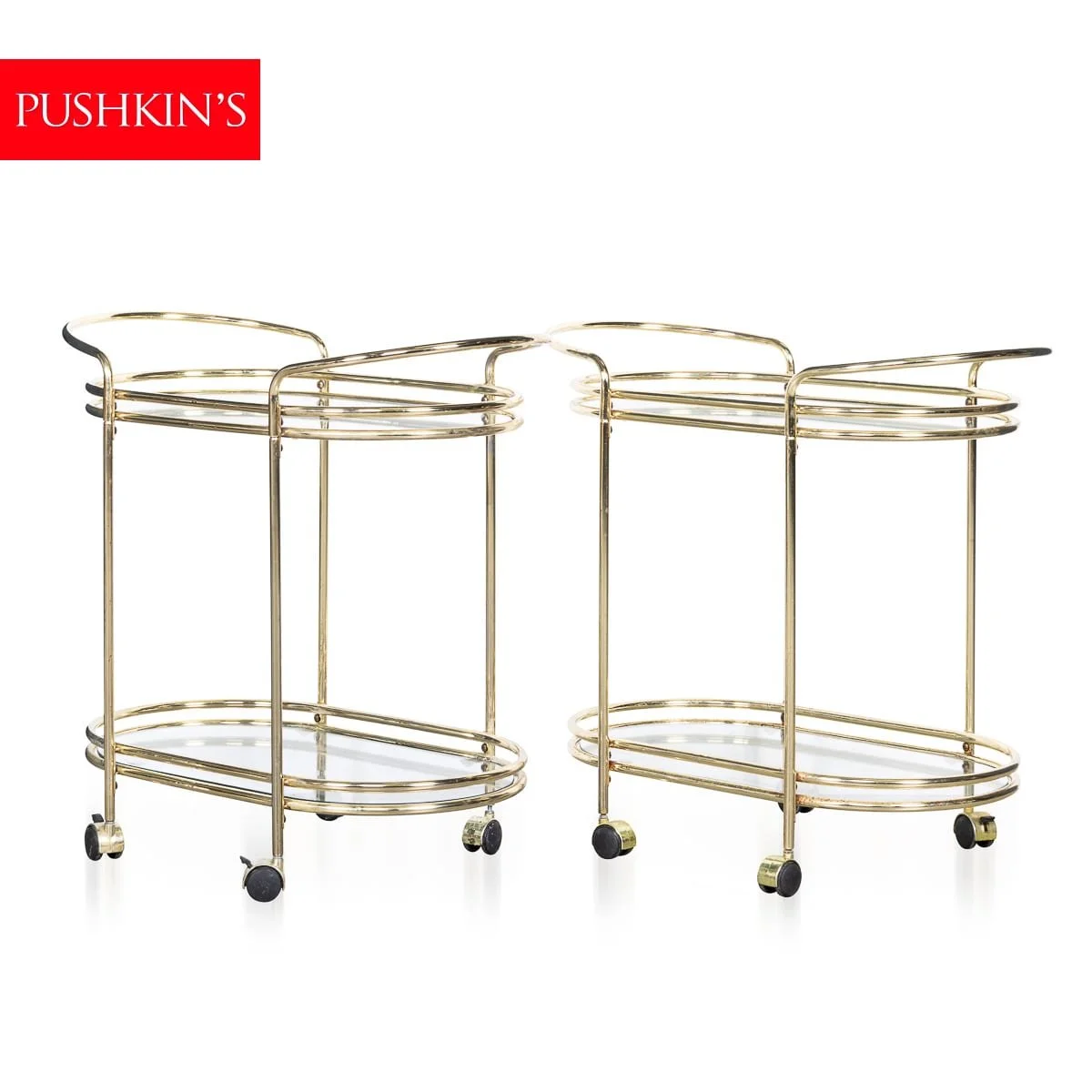 PUSHKINS.COM - B12750 - VINTAGE 20thC ITALIAN PAIR OF GILT BRASS & GLASS DRINKS TROLLEYS c.1980 - 02.jpg