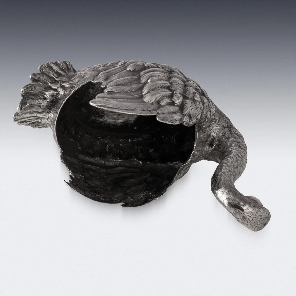 PUSHKINS.COM - D11977 - ANTIQUE 20thC GERMAN SOLID SILVER SWAN JARDINIÈRE c.1910 - 20.jpg