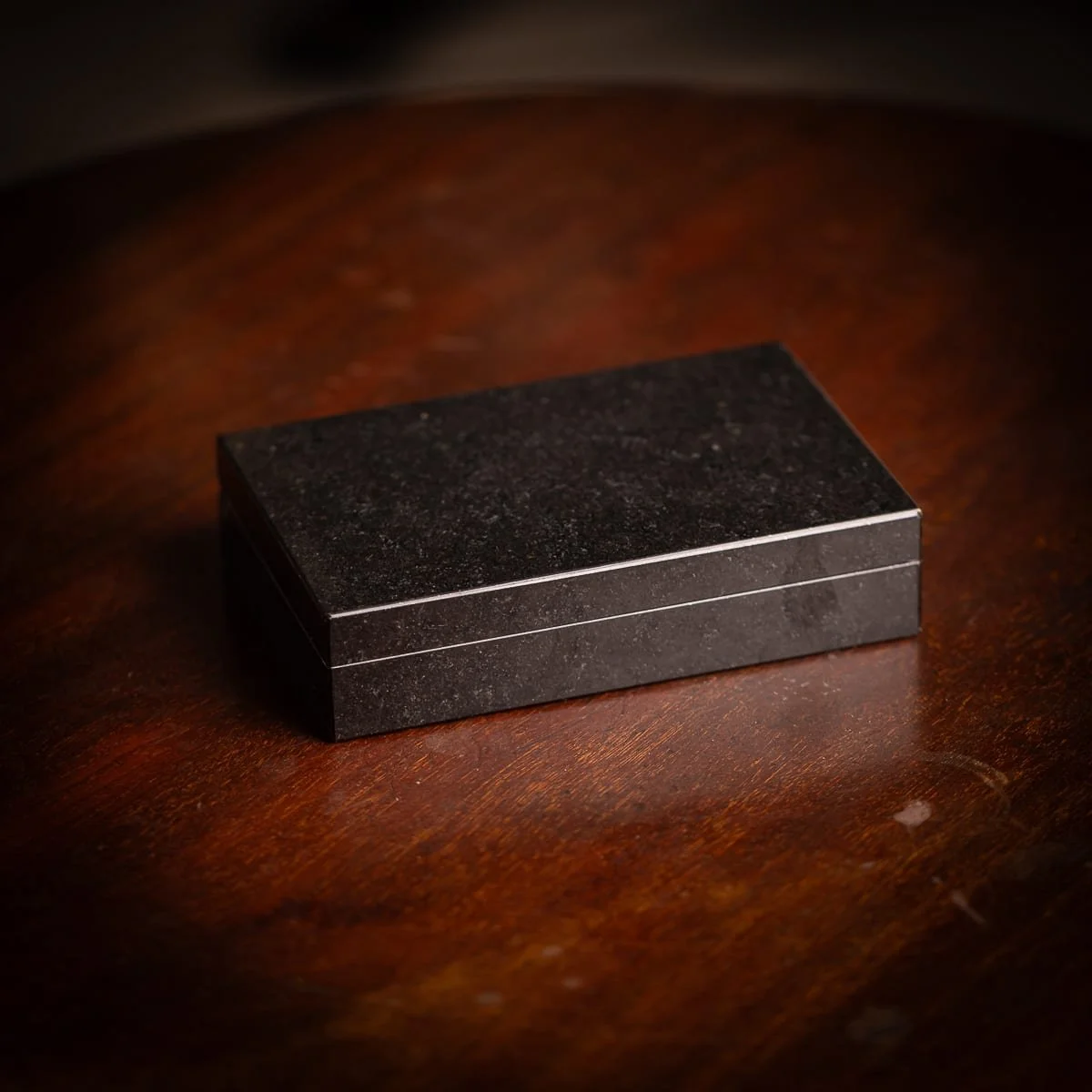 PUSHKINS.COM - D11817 - VINTAGE 20thC ITALIAN NERO GRANITE STONE BOX c.1960 - 3.jpg