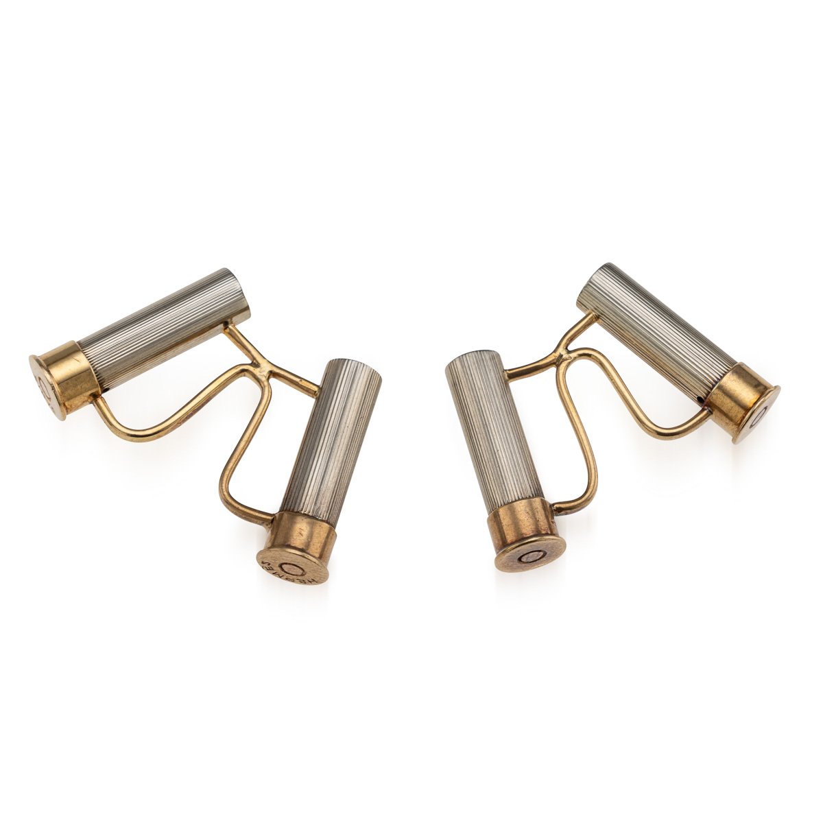 PUSHKINS.COM - J12508 - VINTAGE 20thC FRENCH PAIR OF SOLID SILVER SHOTGUN CARTRIDGE CUFFLINKS BY HERMÈS -  3.jpg
