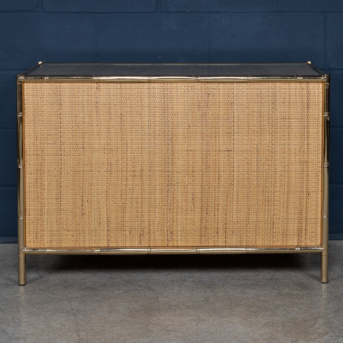 PUSHKINS.COM - B11291 - VINTAGE 20thC ITALIAN BRASS FRAMED RATTAN & FAUX BAMBOO CABINET c.1980 - 06.jpg