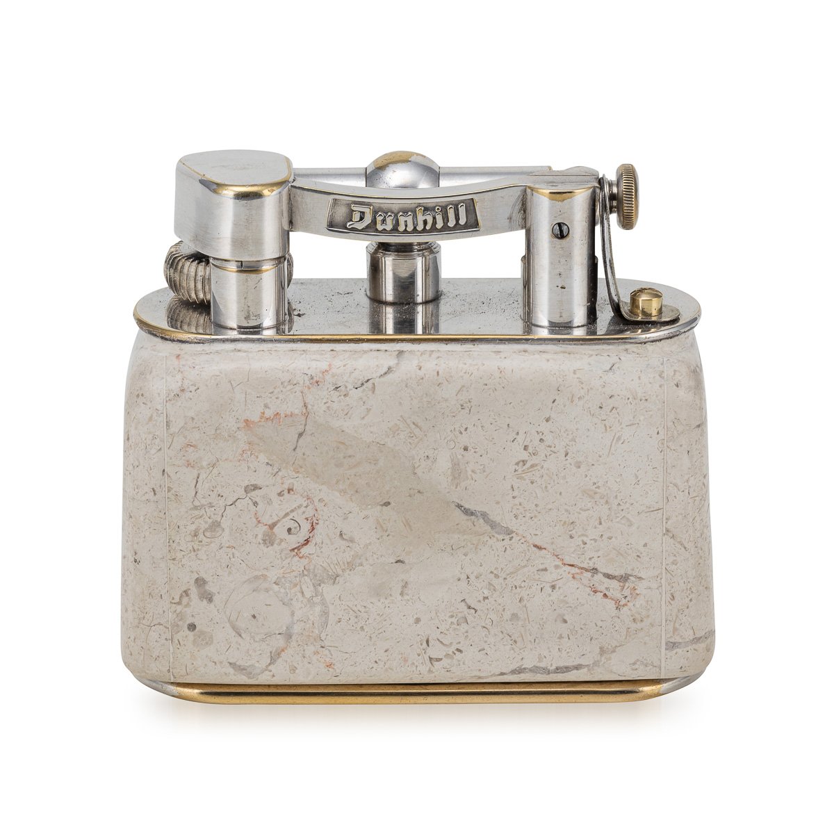 PUSHKINS.COM - D11369 - VINTAGE 20thC TRAVERTINE MARBLE & SILVER PLATED DUNHILL TABLE LIGHTER c.1960 - 04.jpg