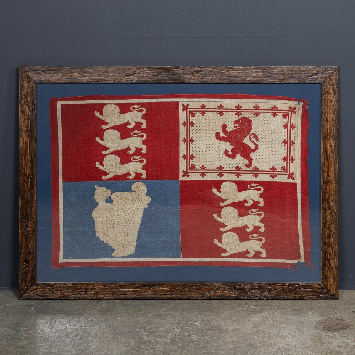 PUSHKINS.COM - D11376 - ANTIQUE 20thC VICTORIAN FRAMED ROYAL STANDARD FLAG c.1900 - 03.jpg