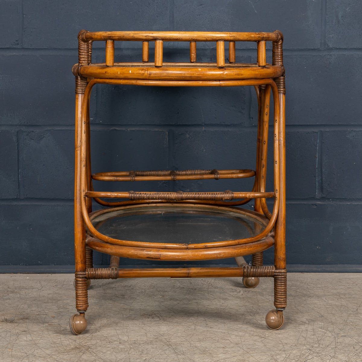 PUSHKIN'S - 20thC ITALIAN BAMBOO DRINKS TROLLEY c.1970 - 6.jpg