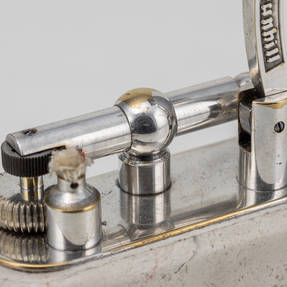 PUSHKINS.COM - D11369 - VINTAGE 20thC TRAVERTINE MARBLE & SILVER PLATED DUNHILL TABLE LIGHTER c.1960 - 13.jpg