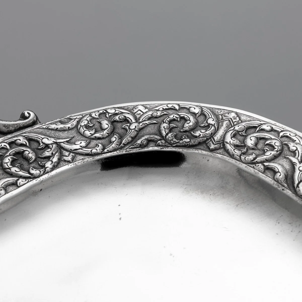 PUSHKINS.COM - A00116 - ANTIQUE 20thC THAI SOLID SILVER FOUR PIECE TEA SET ON TRAY c.1950 - 15.jpg