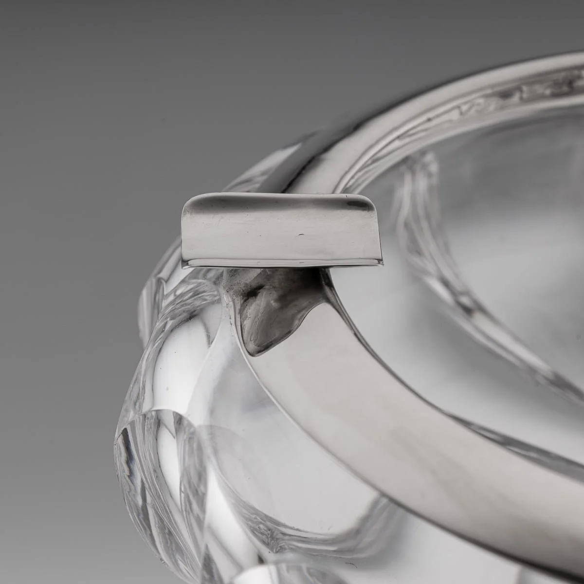 PUSHKIN'S - ANTIQUE 20thC GERMAN SOLID SILVER & CUT GLASS LARGE CIGAR ASHTRAY c.1900 - 9.jpg