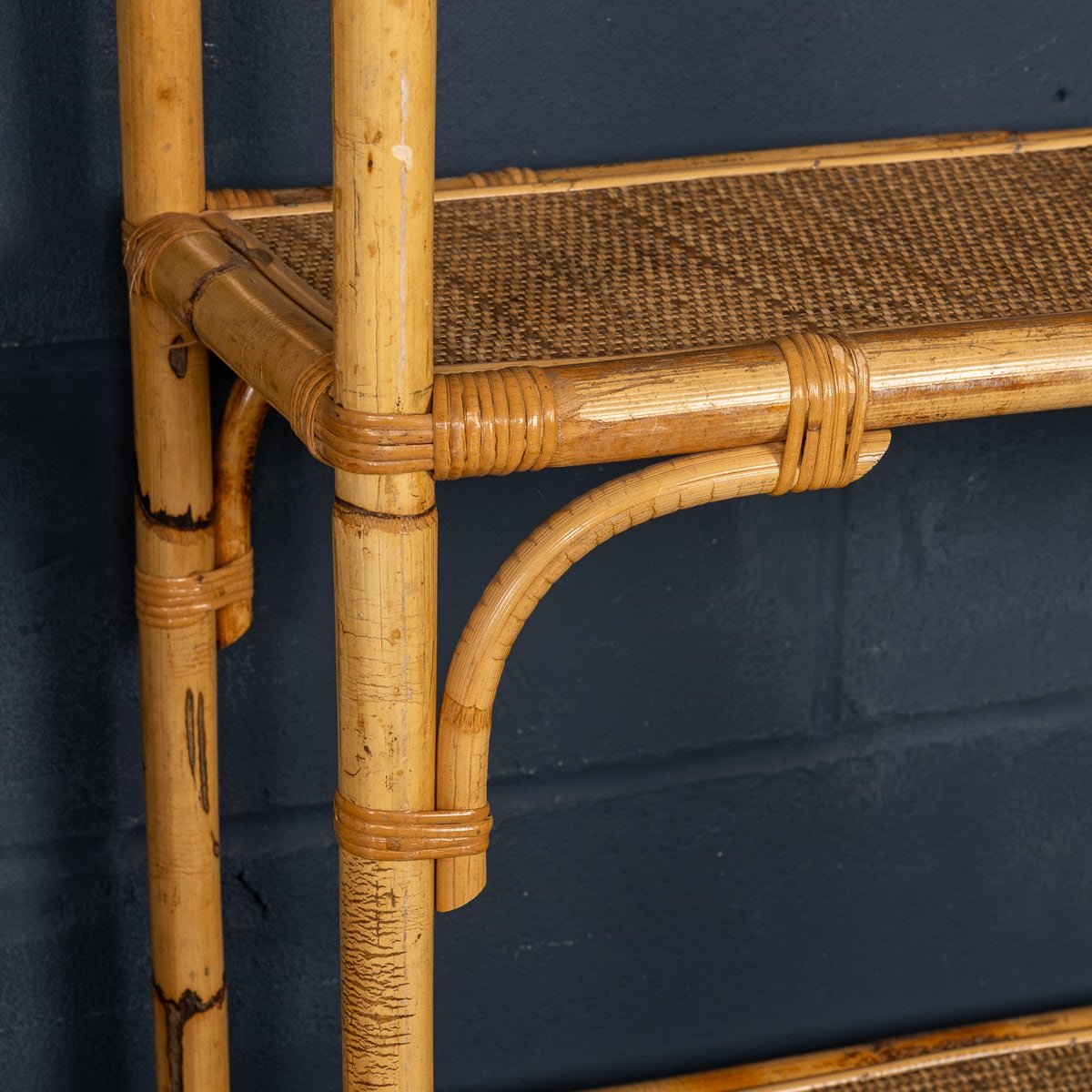 PUSHKIN'S - 20thC PAIR OF ITALIAN BAMBOO & RATTAN FREESTANDING SHELVES c.1970 - 12.jpg
