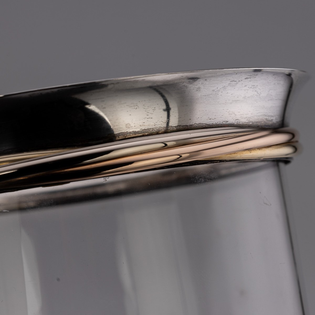 PUSHKINS.COM - J9796 - 20thC FRENCH SILVER MOUNTED GLASS ICE BUCKETS & CHAMPAGNE COOLER BY CARTIER - 10.jpg
