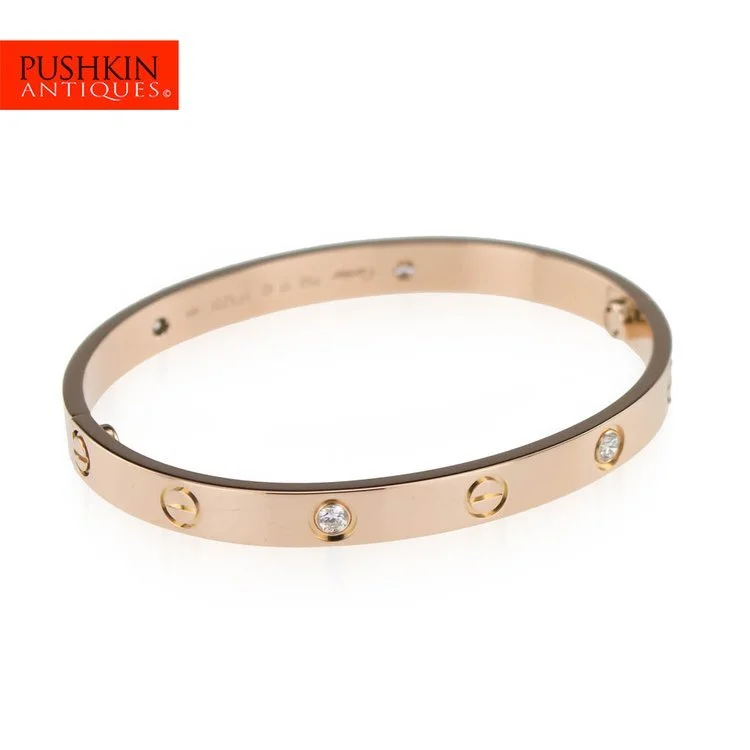 Cartier 'Love' Bracelet, 4 diamonds, 18K Rose Gold, #517132 – Beladora