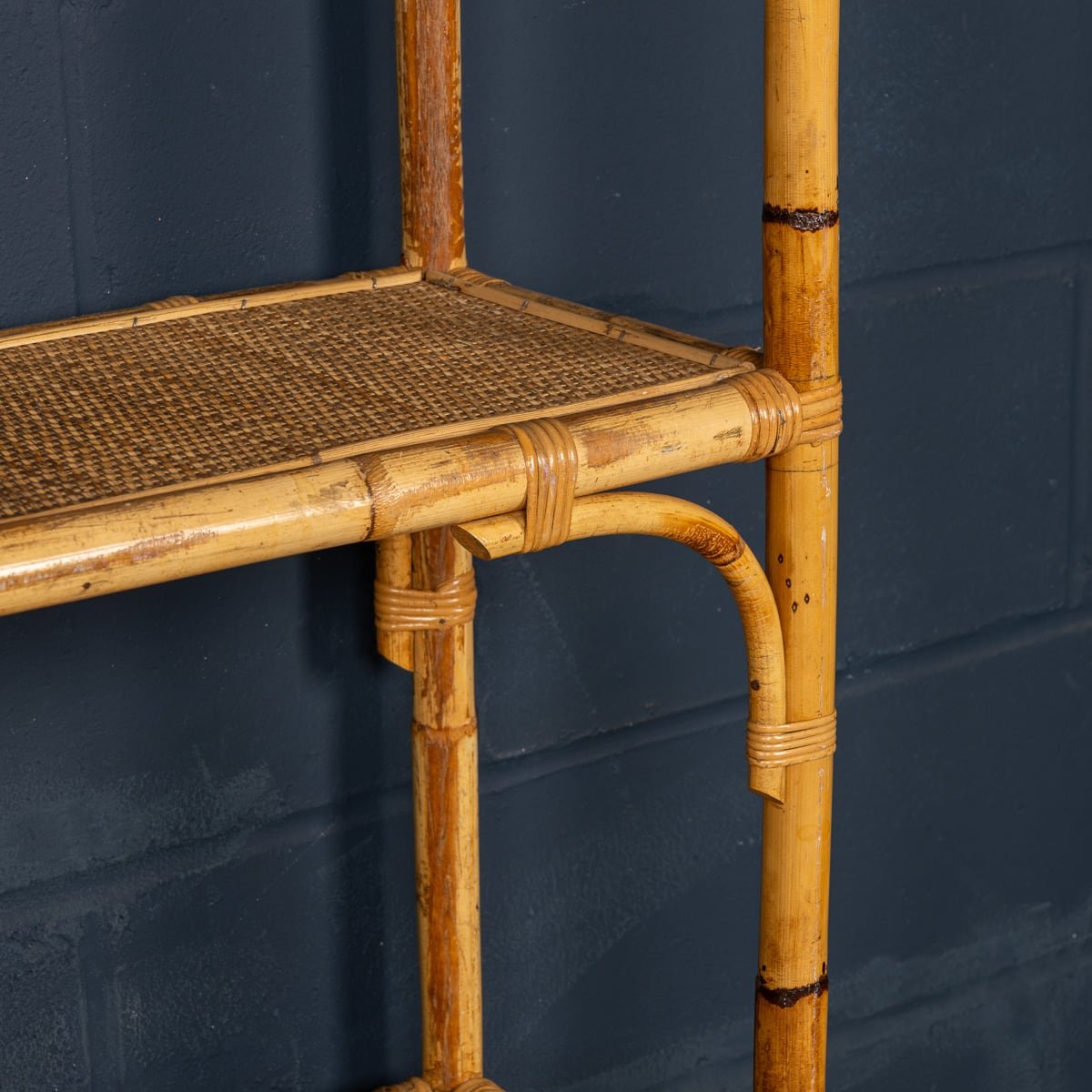 PUSHKIN'S - 20thC PAIR OF ITALIAN BAMBOO & RATTAN FREESTANDING SHELVES c.1970 - 14.jpg