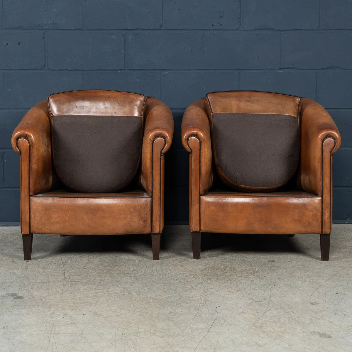 PUSHKINS.COM - B11463 - A PAIR OF 20thC DUTCH SHEEPSKIN LEATHER TUB CHAIRS - 05.jpg