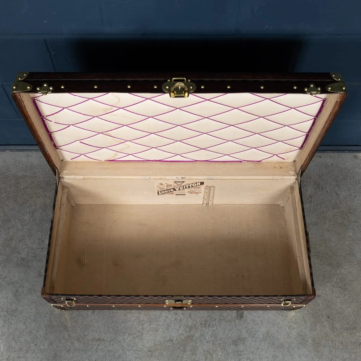PUSHKINS.COM - B12768d - ANTIQUE 20thC LOUIS VUITTON CABIN TRUNK IN DAMIER CANVAS, FRANCE c.1900 - 13.jpg