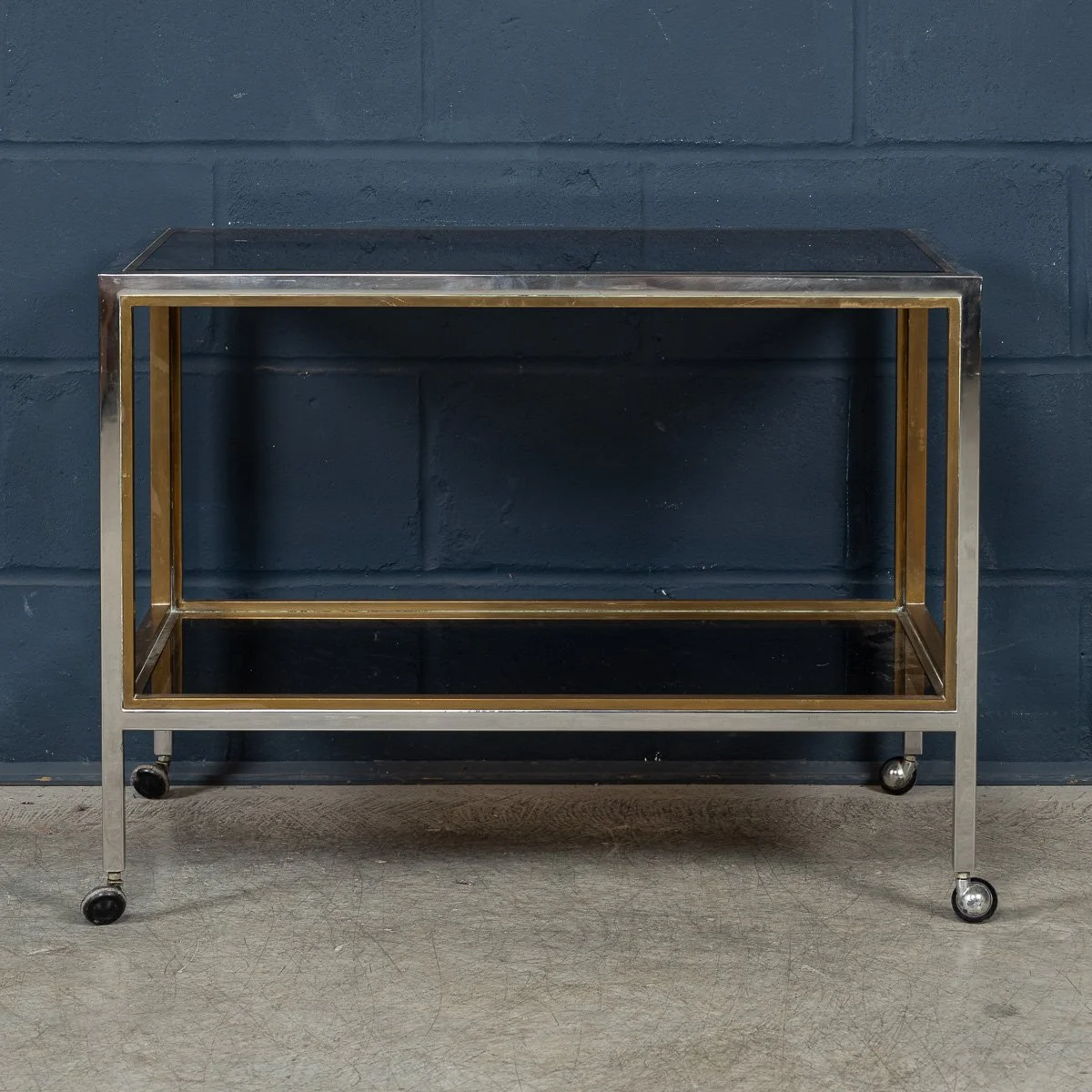 PUSHKINS.COM - B11469 - 20thC BRASS & CHROME DRINKS TROLLEY BY BELGO CHROM, BELGIUM c.1980 - 05.jpg