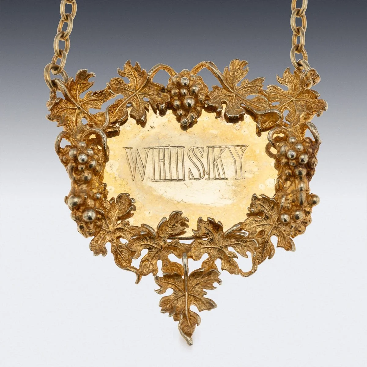 PUSHKINS.COM - J12219 - VINTAGE 20thC ENGLISH GILT SOLID SILVER SET OF FOUR SPIRIT LABELS, LONDON c.1970 - 5.jpg