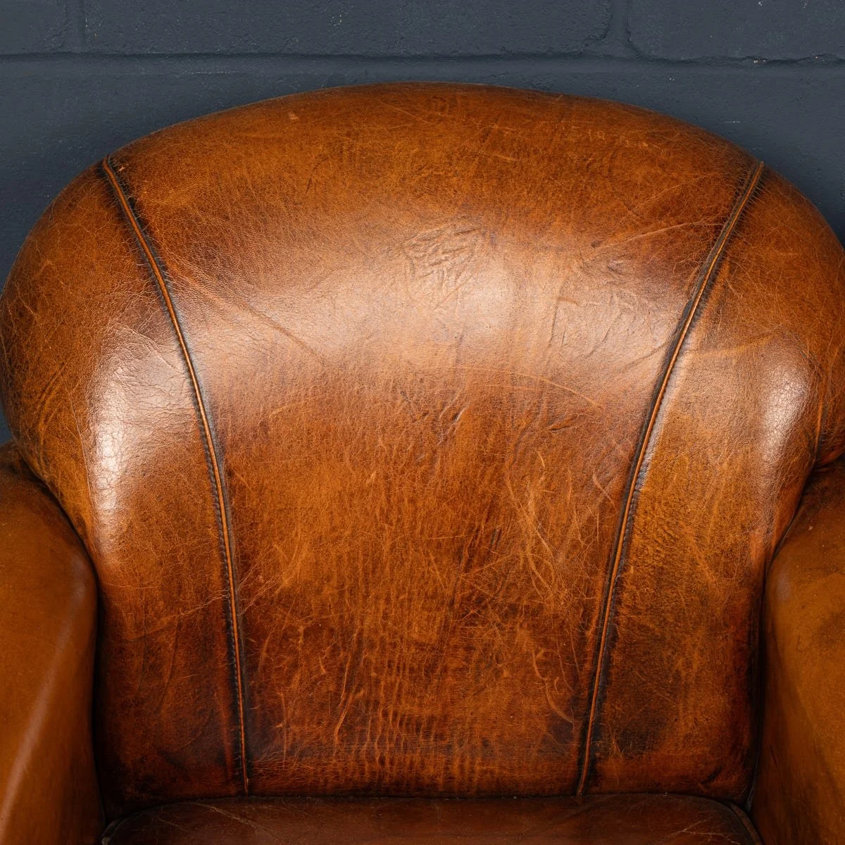 PUSHKINS.COM - B11847 - VINTAGE 20thC PAIR OF DUTCH LEATHER CLUB CHAIRS c.1980 - 09.jpg