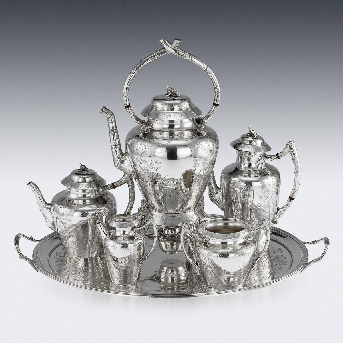 PUSHKINS.COM - ANTIQUE 19thC VICTORIAN AESTHETIC MOVEMENT SOLID SILVER TEA SERVICE c.1880 - 3.jpg