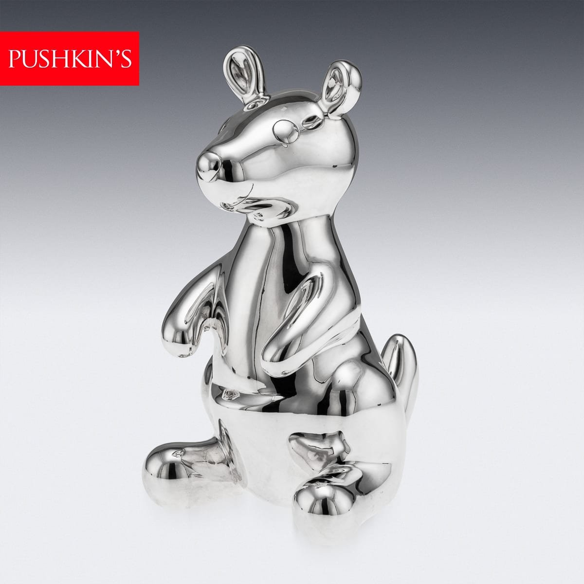 PUSHKINS.COM - J11905 - NOVELTY 21stC ENGLISH SOLID SILVER 'KANGAROO' MONEY BOX BY ASPREY c.2021 - 02.jpg