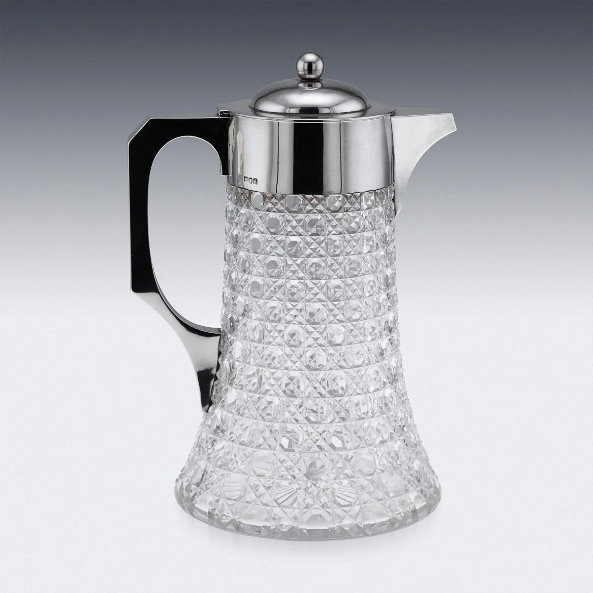 PUSHKINS.COM - A00138 - ANTIQUE 19thC VICTORIAN SOLID SILVER & CUT GLASS LARGE CLARET JUG, LONDON c.1896 - 06.jpg