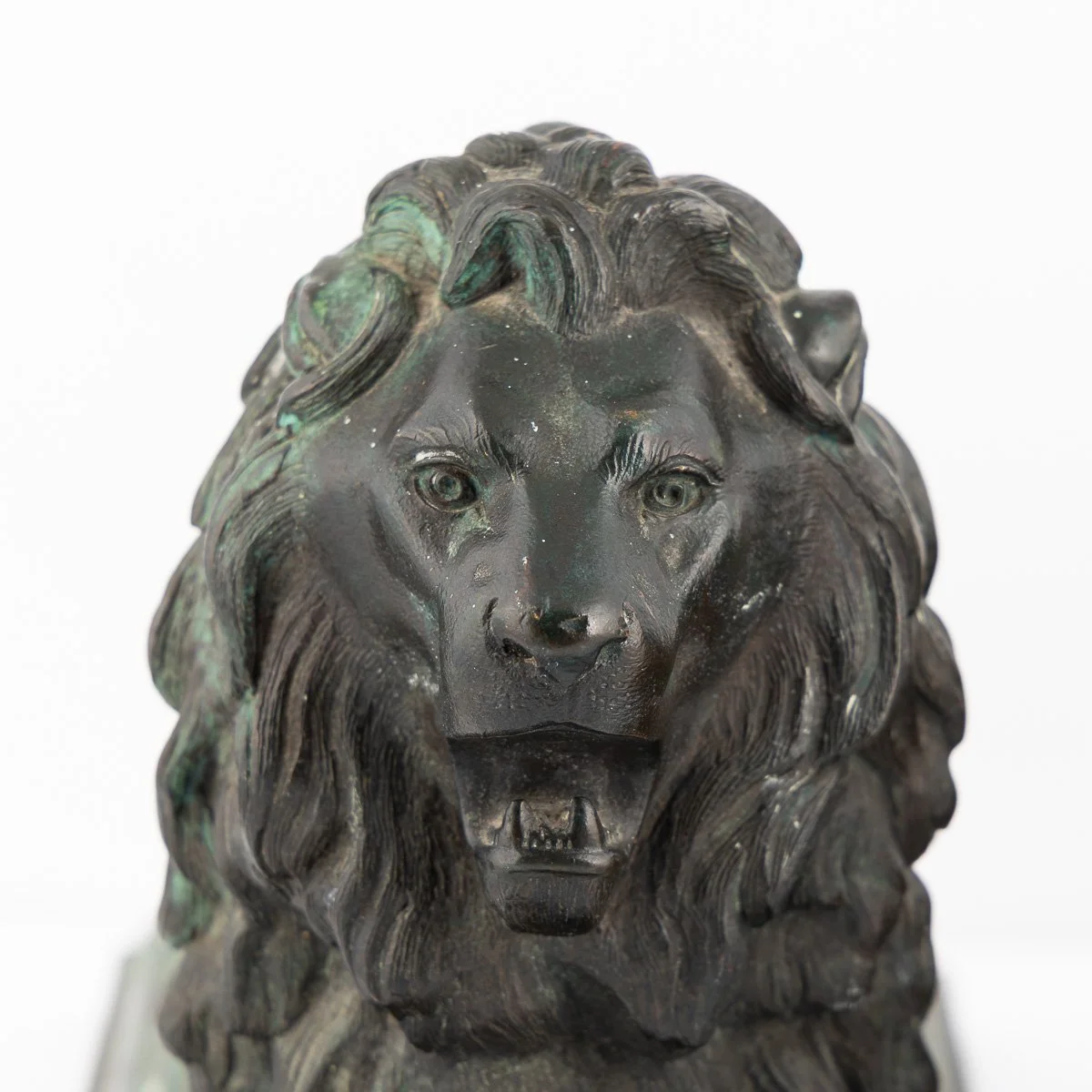 PUSHKINS.COM - A00160 - ANTIQUE 19thC VICTORIAN PAIR OF VERDIGRIS PATINATED BRONZE TRAFALGAR LIONS c.1870 - 19.jpg
