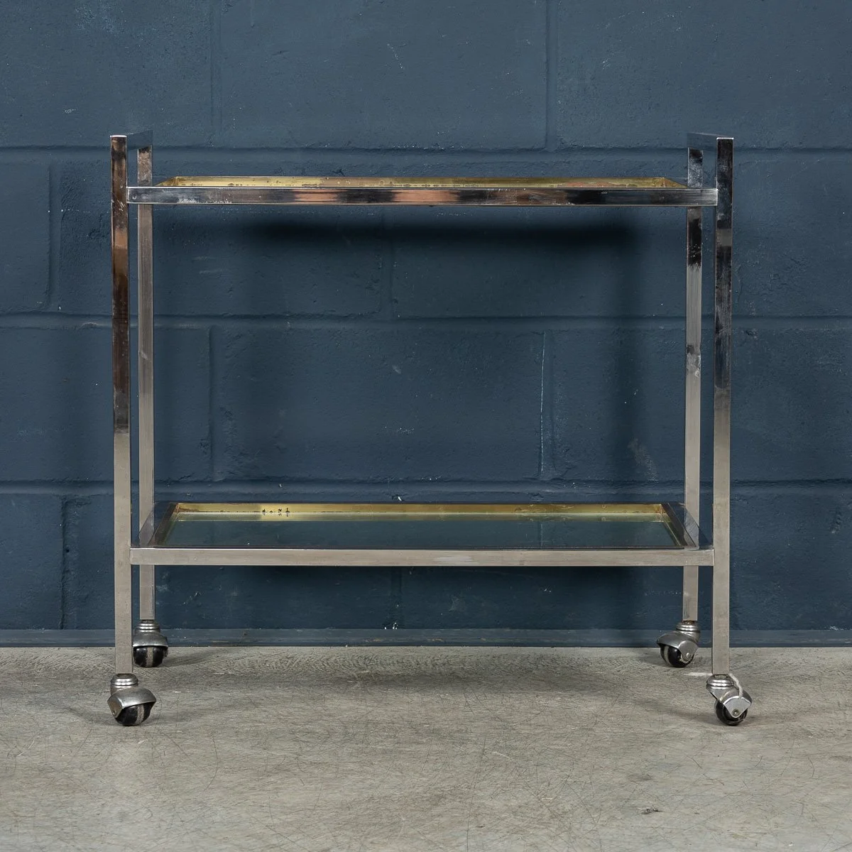 PUSHKINS.COM - B11470 - 20thC BRASS & CHROME DRINKS TROLLEY BY BELGO CHROM, BELGIUM c.1980 - 07.jpg