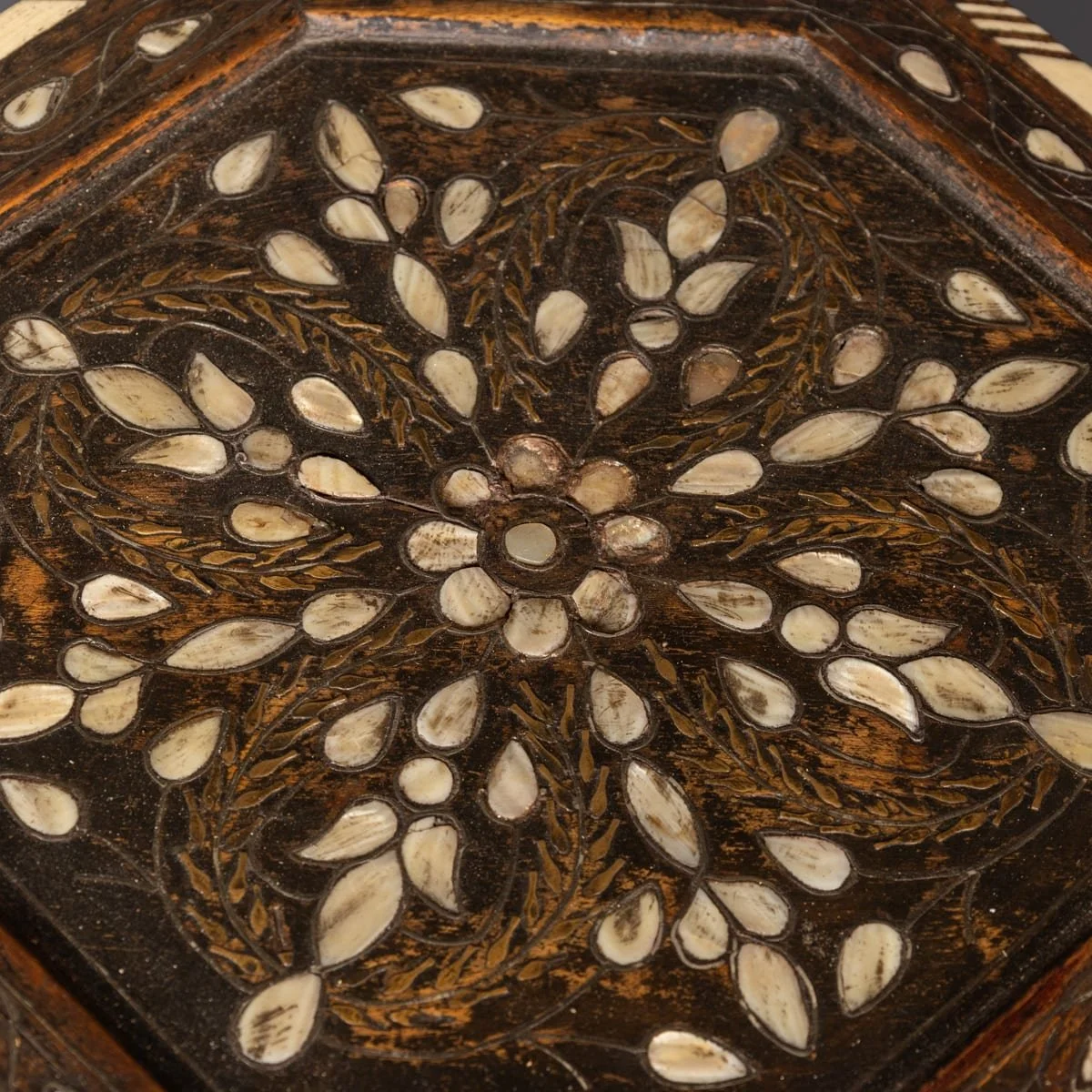 PUSHKINS.COM - Z12411 - ANTIQUE 20thC DARK WOOD & MOTHER OF PEARL MOORISH TABLE c.1920 - 13.jpg