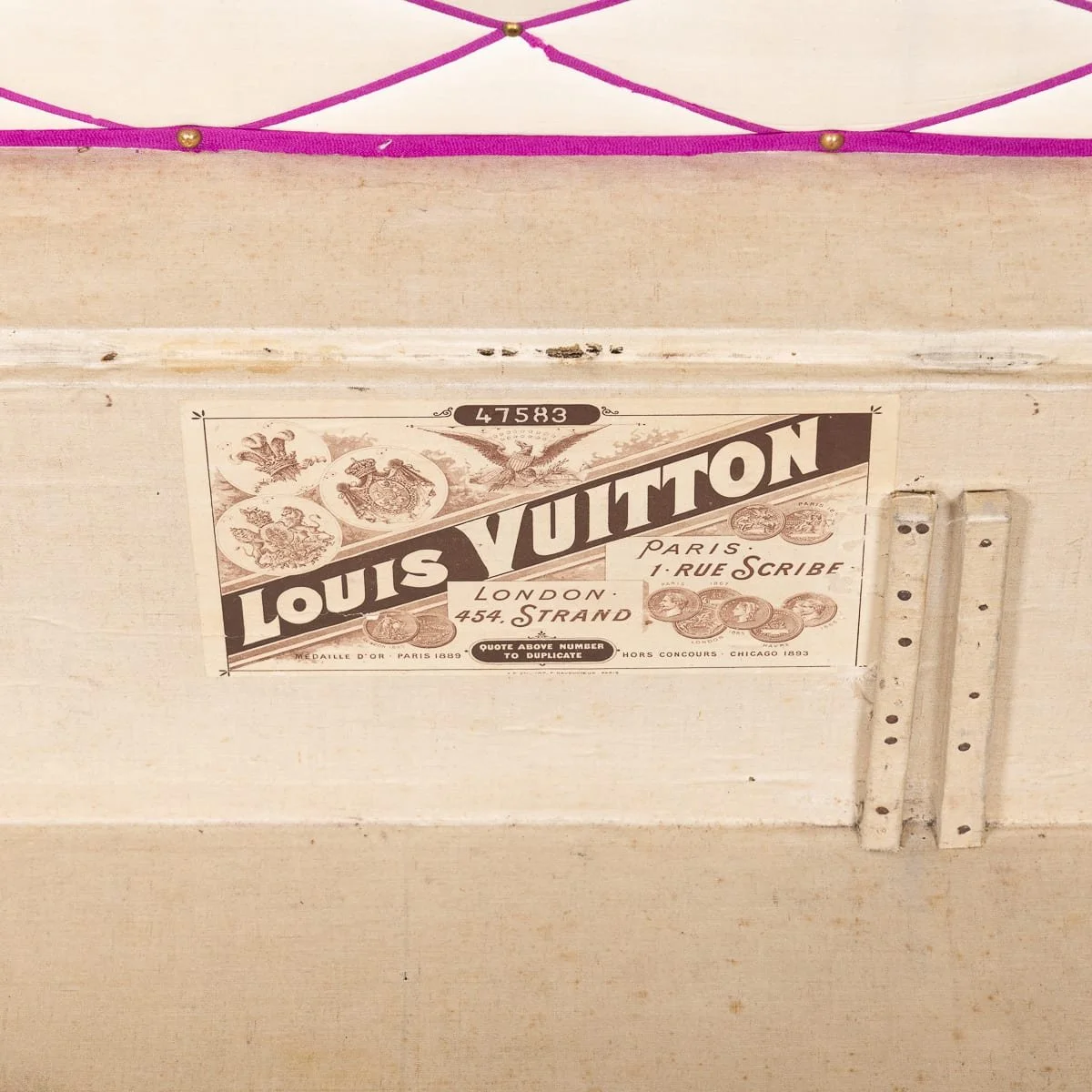PUSHKINS.COM - B12768d - ANTIQUE 20thC LOUIS VUITTON CABIN TRUNK IN DAMIER CANVAS, FRANCE c.1900 - 16.jpg
