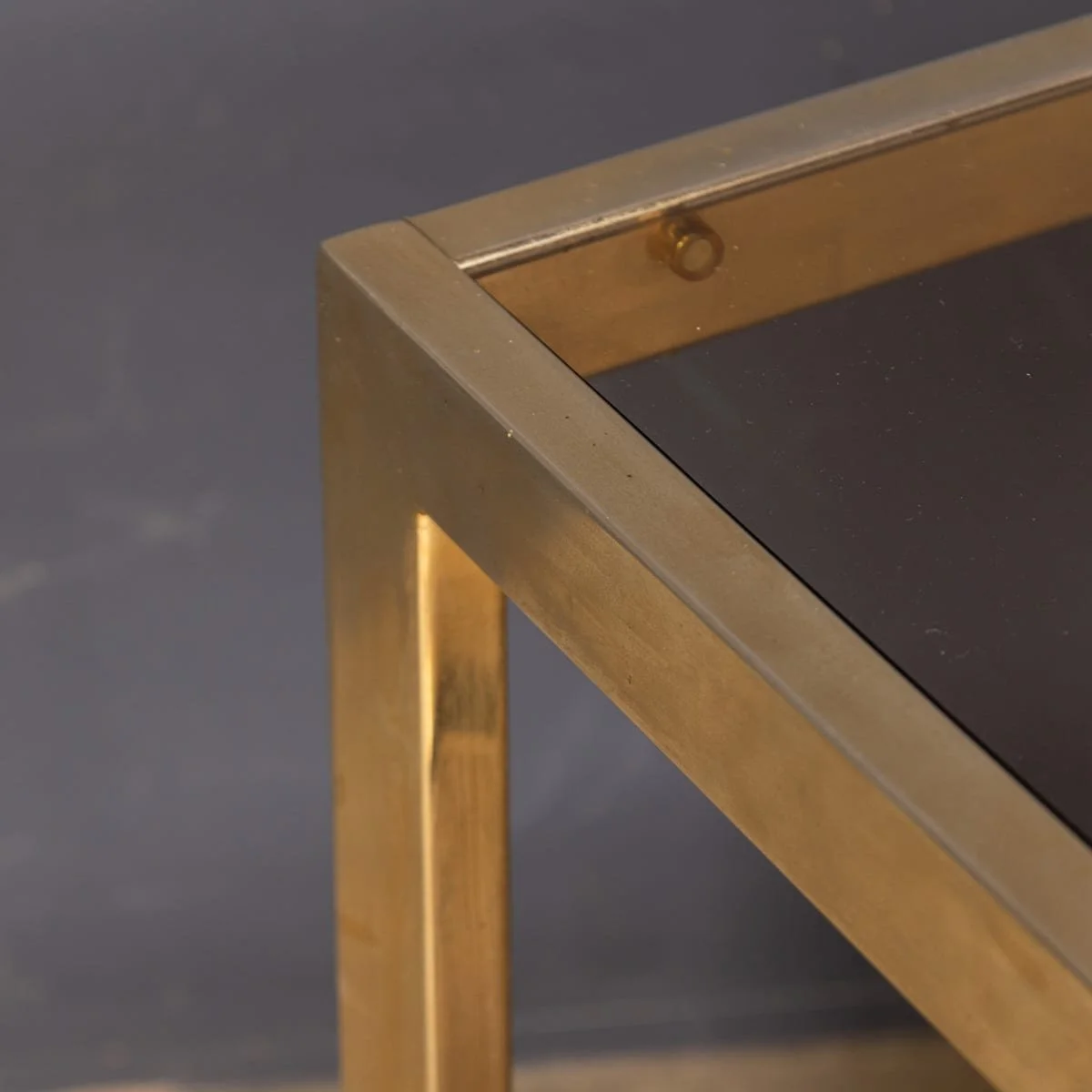 PUSHKINS.COM - Z12414 - VINTAGE 20thC BRASS, CHROME & GLASS "N" TABLE BY BELGO CHROM, BELGIUM c.1970 - 16.jpg