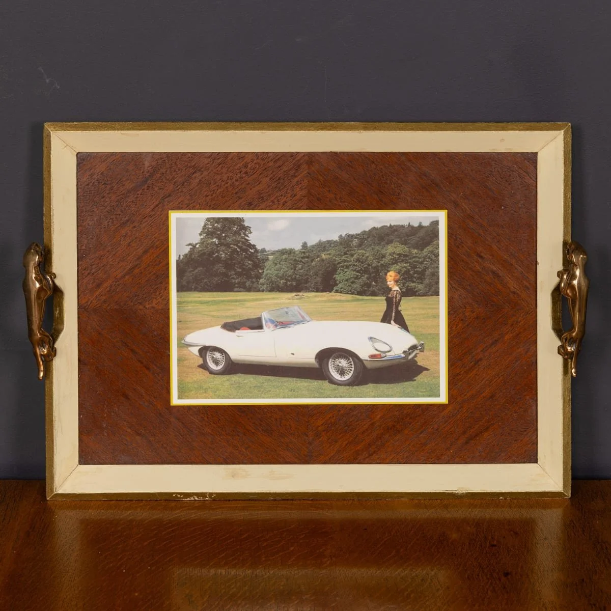 PUSHKINS.COM - Z12436 - VINTAGE 20thC BROOKPACE LASCELLES JAGUAR E TYPE PICTURE TRAY c.1970 - 04.jpg