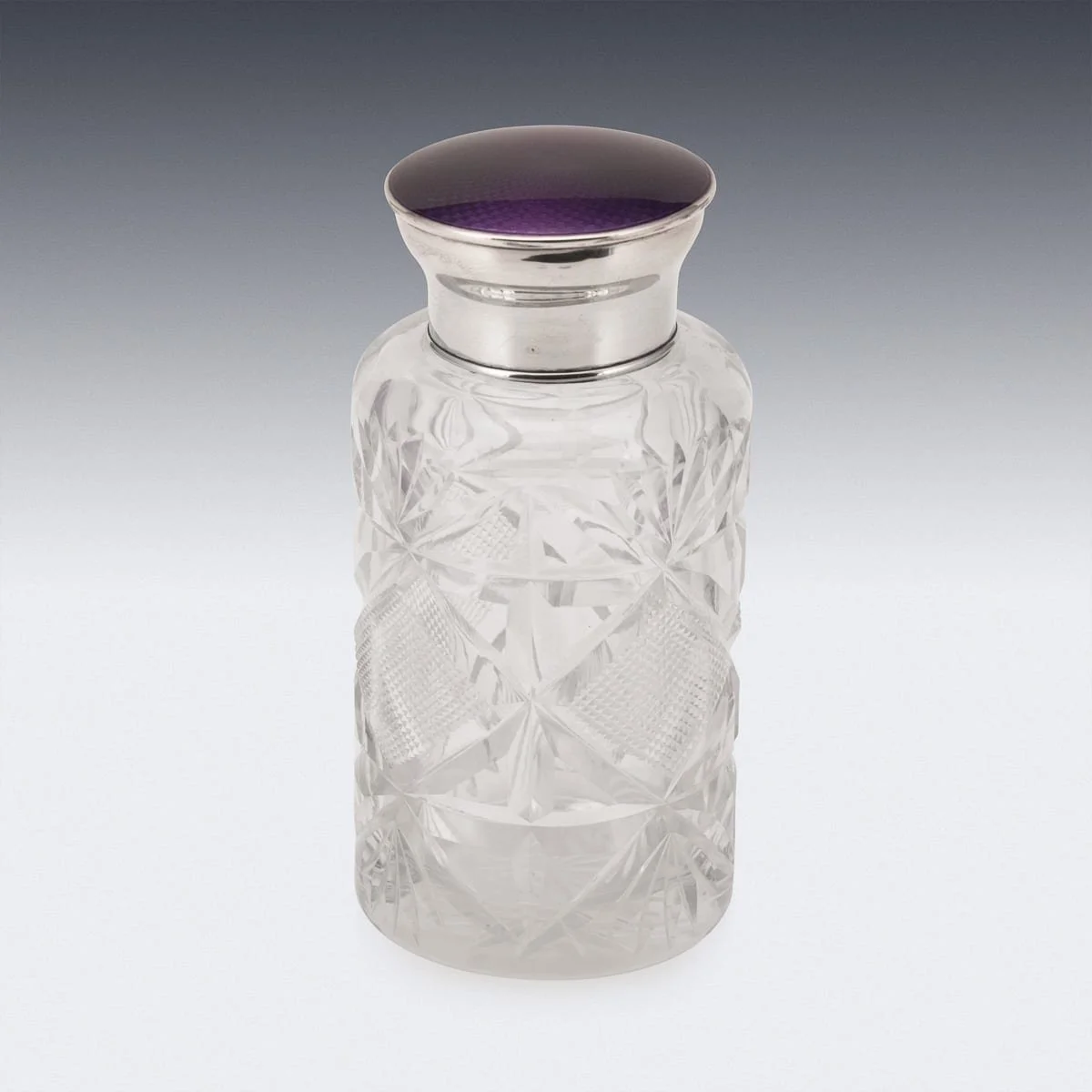 PUSHKINS.COM - Z12147 - 20thC ENGLISH SOLID SILVER, GUILLOCHÉ ENAMEL & CUT CRYSTAL JAR c.1927 - 06.jpg