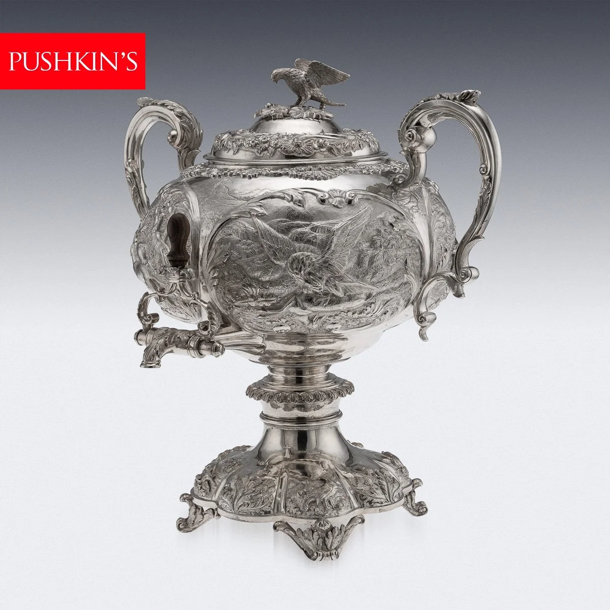 PUSHKINS.COM - A00124 - ANTIQUE 19thC WILLIAM IV SOLID SILVER HOT WATER KETTLE : SAMOVAR, LONDON c.1837 - 02.jpg