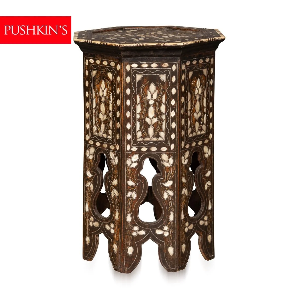PUSHKINS.COM - Z12411 - ANTIQUE 20thC DARK WOOD & MOTHER OF PEARL MOORISH TABLE c.1920 - 03.jpg