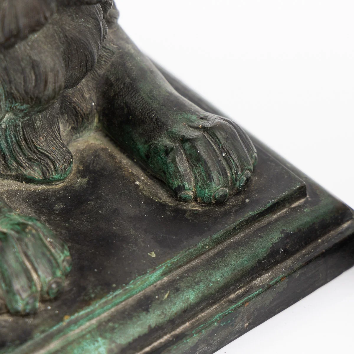 PUSHKINS.COM - A00160 - ANTIQUE 19thC VICTORIAN PAIR OF VERDIGRIS PATINATED BRONZE TRAFALGAR LIONS c.1870 - 26.jpg