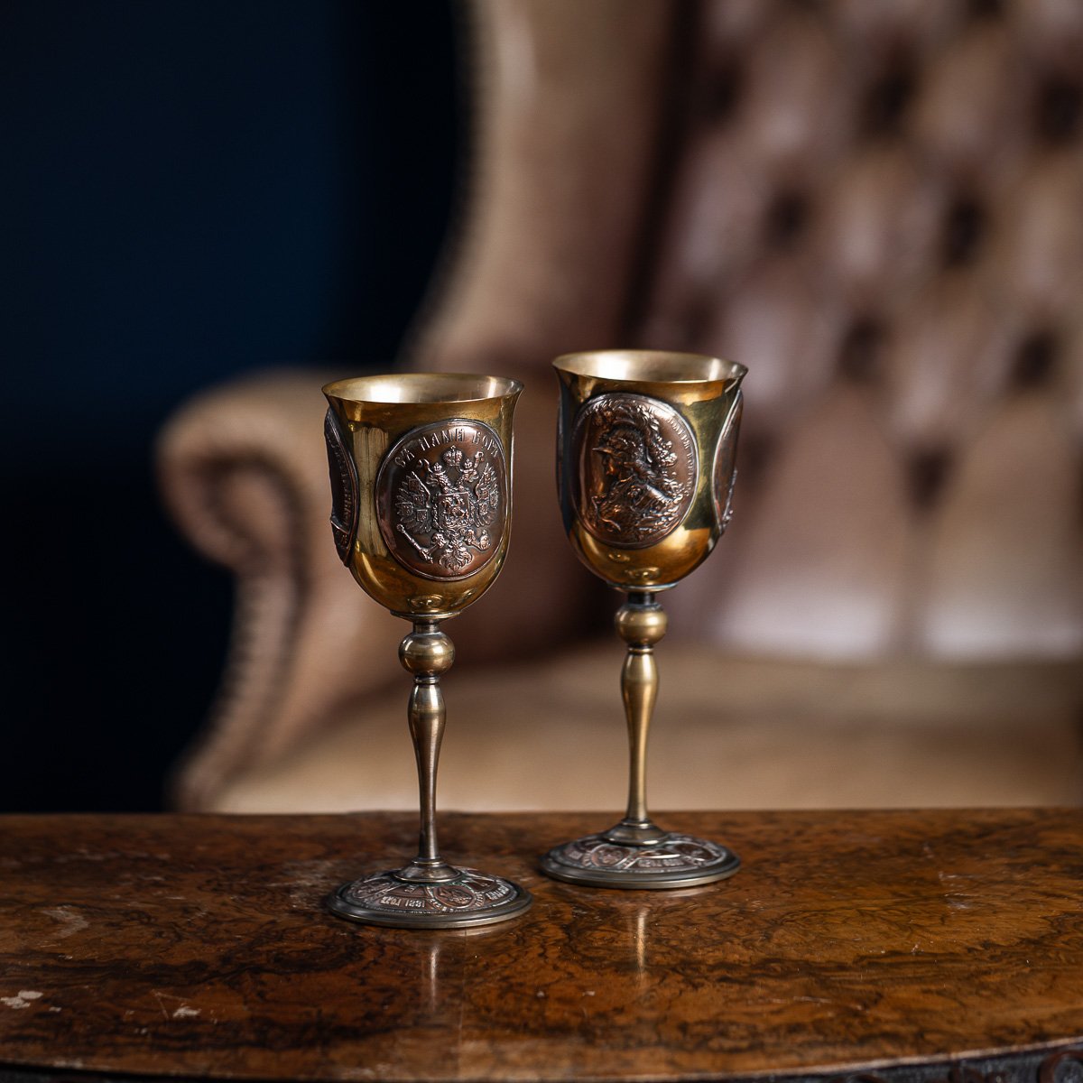 PUSHKINS.COM - A00004 - ANTIQUE 20thC RUSSIAN IMPERIAL WORLD WAR I PAIR OF COMMEMORATIVE GOBLETS - 03.jpg