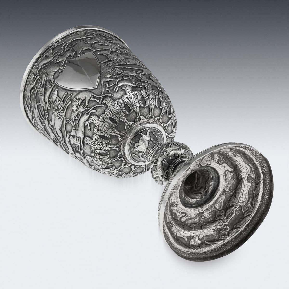 PUSHKINS.COM - J12580 - ANTIQUE 19thC INDIAN SAURASHTRA (SOUTHERN GUJARAT) MONUMENTAL SIZE GOBLET c.1890 -08.jpg
