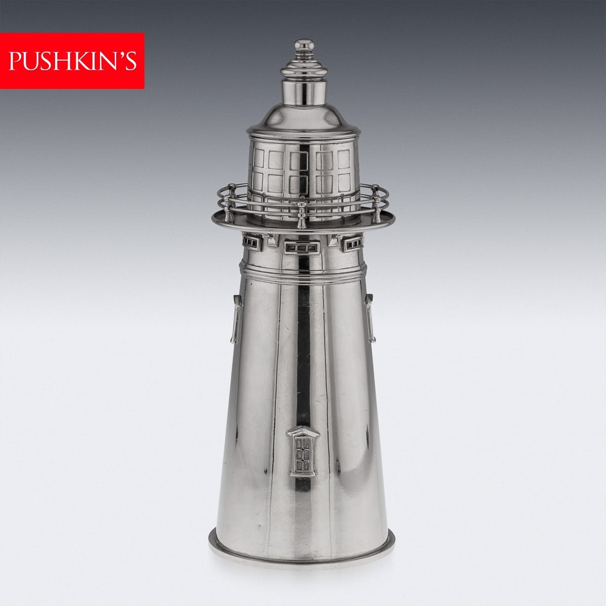 PUSHKIN'S - SILVER PLATED LIGHTHOUSE COCKTAIL SHAKER - 1.jpg
