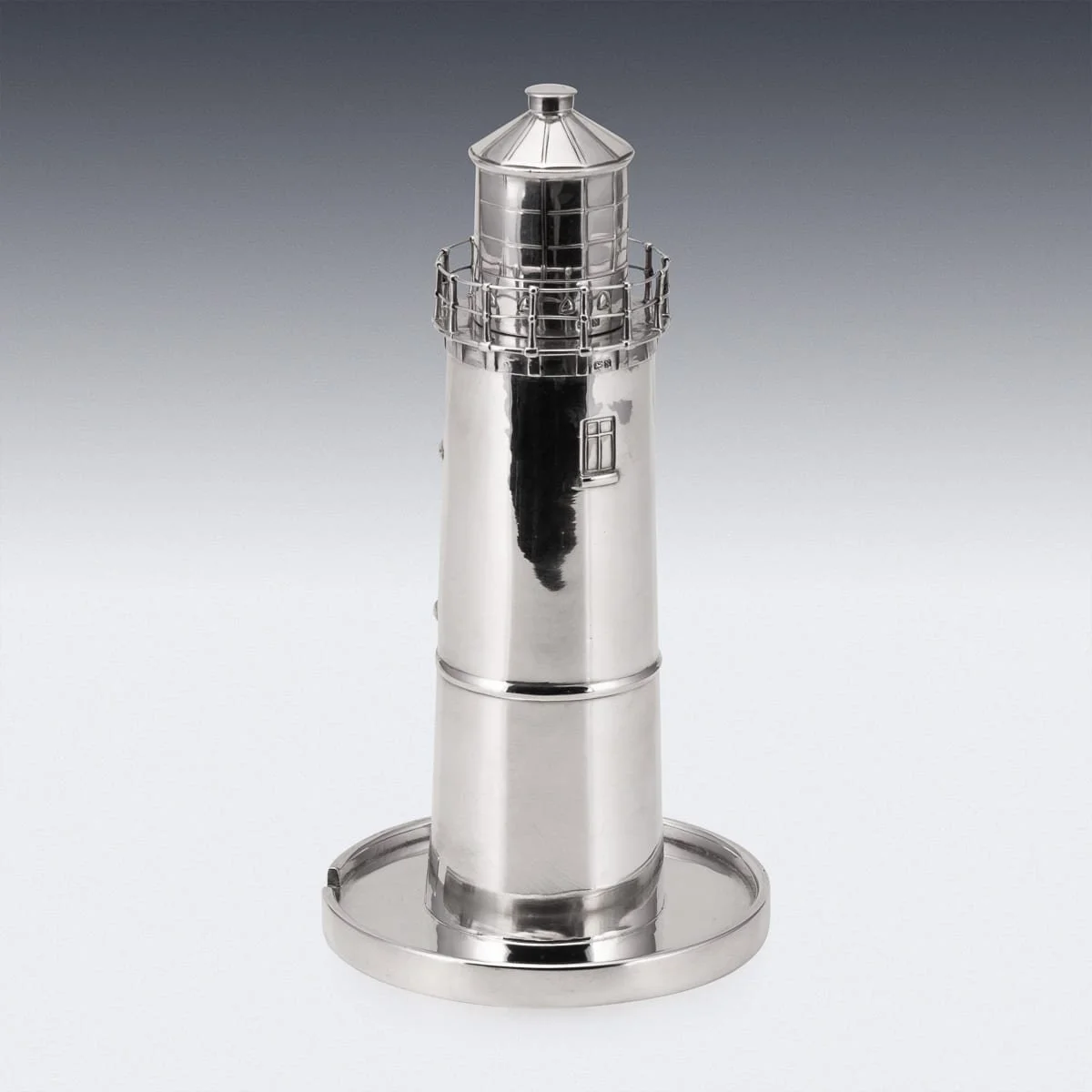 PUSHKINS.COM - Z12152 - ANTIQUE 20thC NOVELTY SOLID SILVER LIGHTHOUSE TABLE LIGHTER, BIRMINGHAM c.1930 - 05.jpg