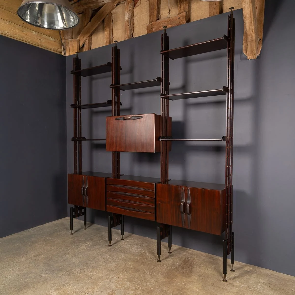 PUSHKINS.COM - D11754 - 20thC ITALIAN MODULAR HARDWOOD WALL CABINET ATTRIBUTABLE TO FRANCO ALBINI c.1950 - 15.jpg