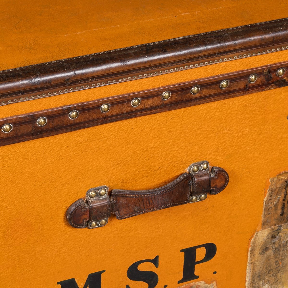 PUSHKIN'S - ANTIQUE 20thC LOUIS VUITTON HAT TRUNK IN ORANGE %22VUITTONITE%22 CANVAS c.1910 - 27.jpg