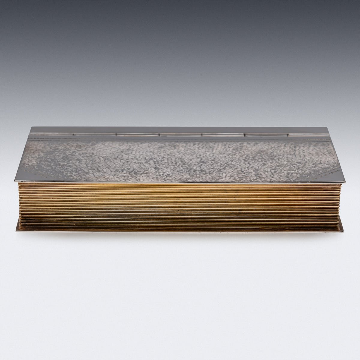 PUSHKIN'S - MODERN 21stC ENGLISH SOLID SILVER BOOK SHAPED CIGAR BOX, LONDON c.2015 - 3.jpg