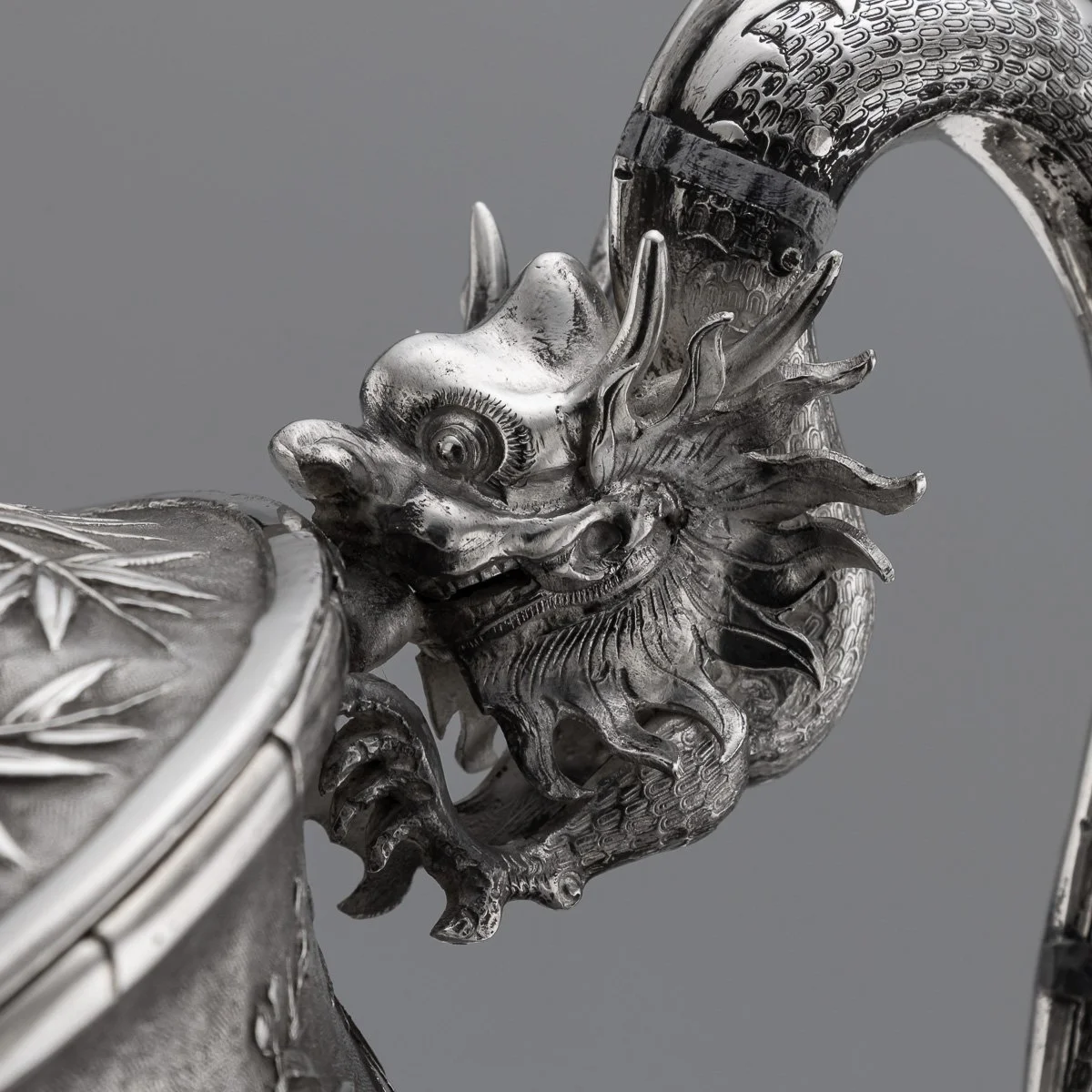 PUSHKINS.COM - A00130 - ANTIQUE 19thC CHINESE EXPORT SOLID SILVER FOUR PIECE TEA SET, WANG HING c.1880 - 11.jpg