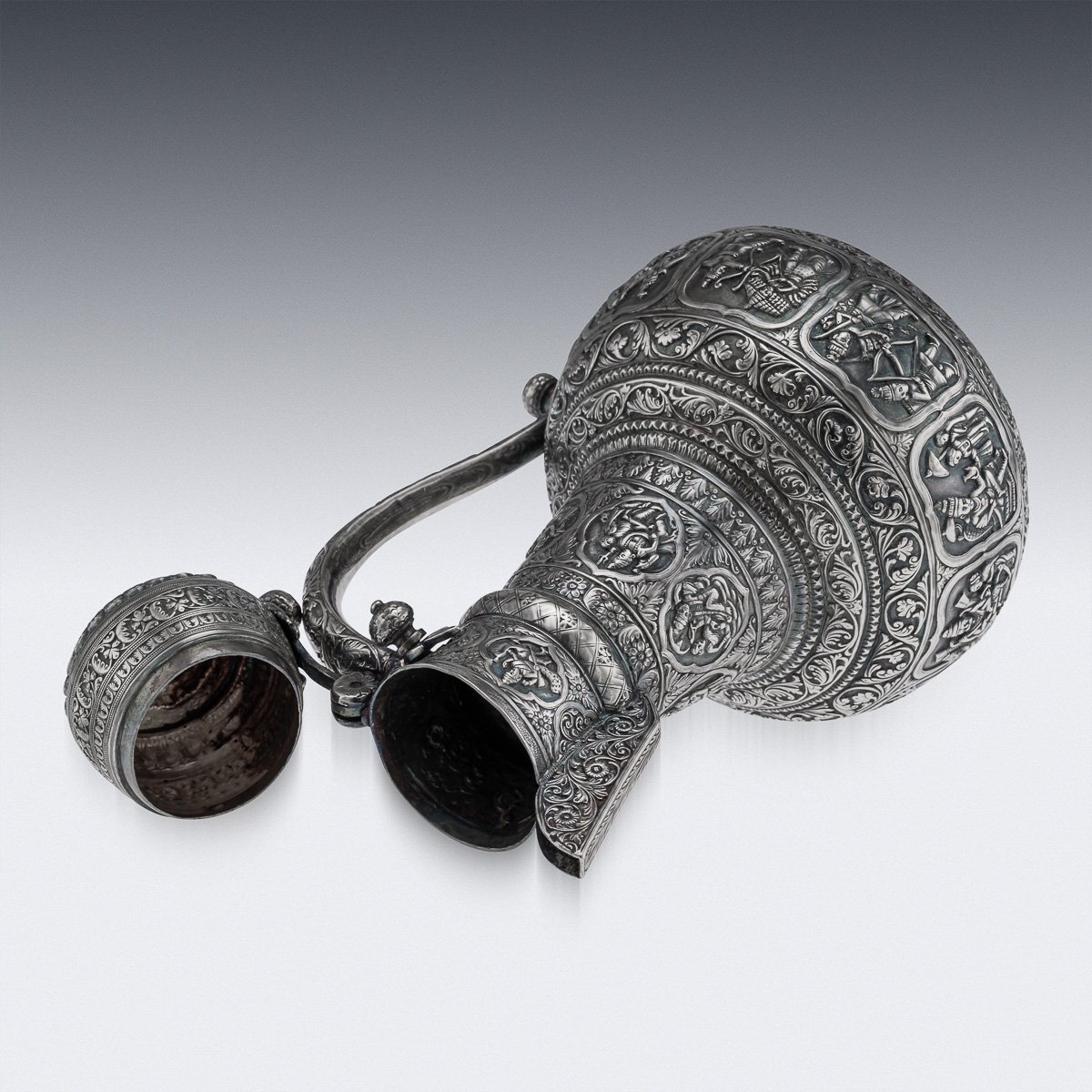 PUSHKINS.COM - A00112 - ANTIQUE 19thC INDIAN SOLID SILVER WATER EWER, POONA c.1880 - 10.jpg