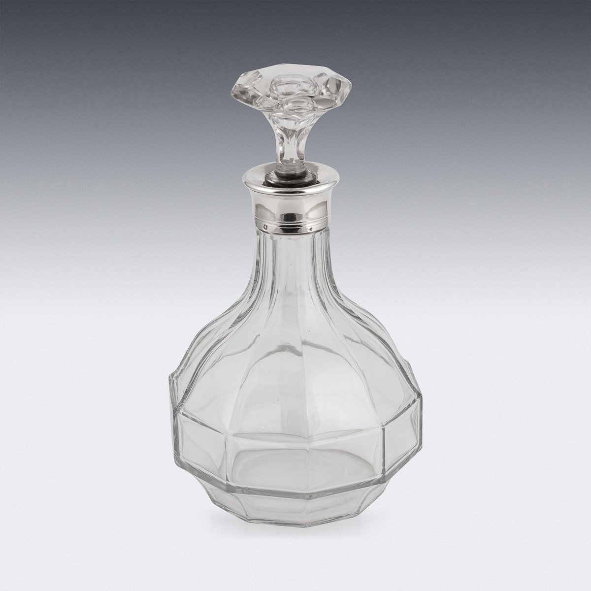 PUSHKINS.COM - D11326 - STUNNING 20thC FRENCH SOLID SILVER & CUT GLASS DECANTER - 04.jpg