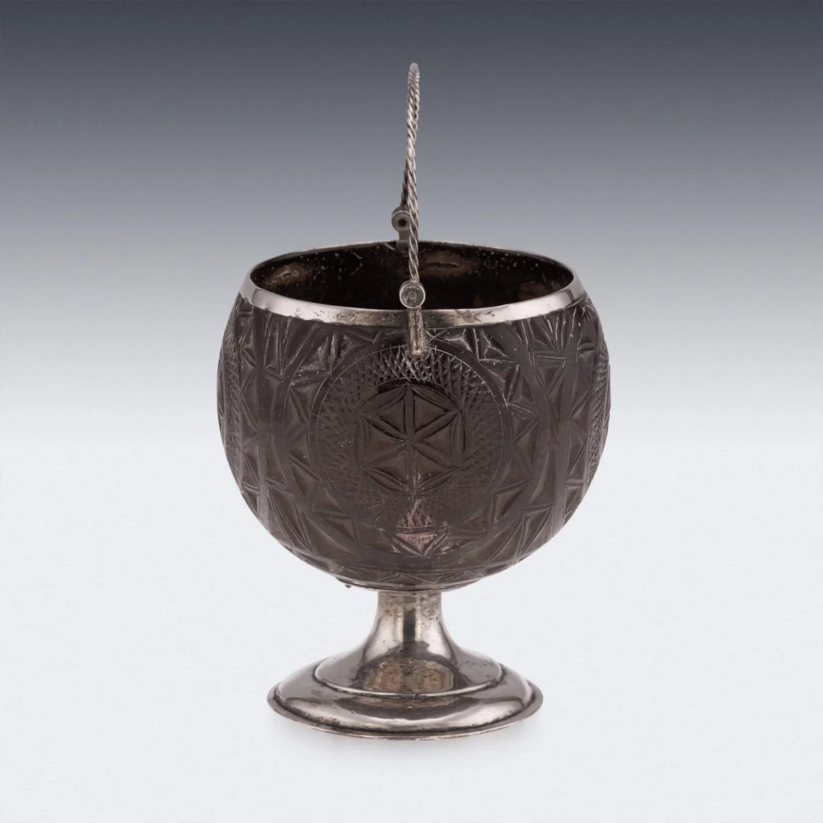 PUSHKINS.COM - B12240 - ANTIQUE 19thC GEORGIAN SOLID SILVER MOUNTED COCONUT CUP c.1820 - 06.jpg