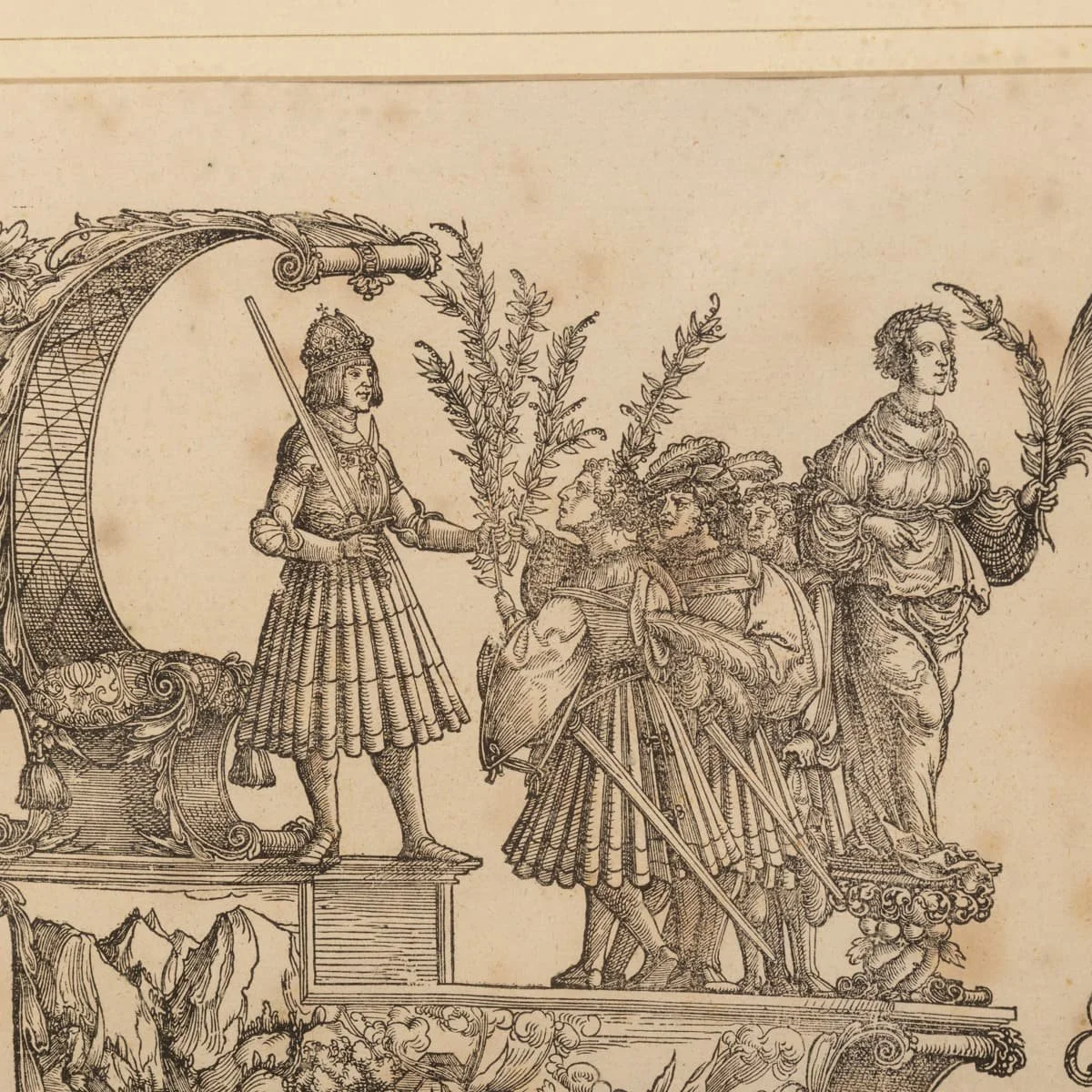 PUSHKINS.COM - B12372d - ANTIQUE 19thC GERMAN SET OF THREE FRAMED WOODCUTS FROM "TRIUMPHS OF MAXIMILIAN" - 28.jpg