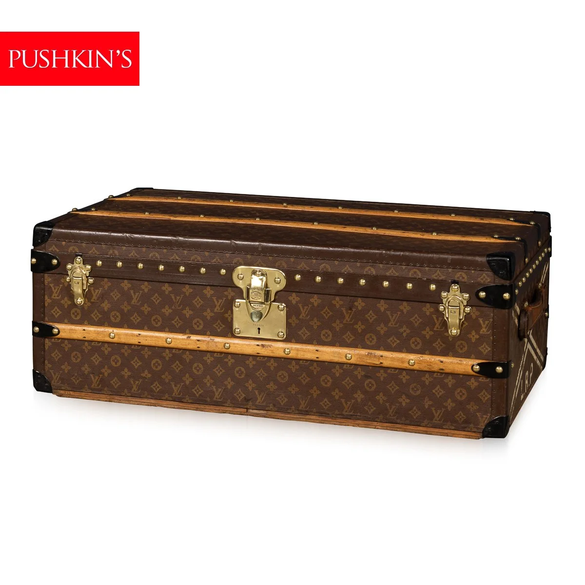 PUSHKINS.COM - B12351w - VINTAGE 20thC LOUIS VUITTON CABIN TRUNK IN MONOGRAM CANVAS, FRANCE c.1930 - 02.jpg